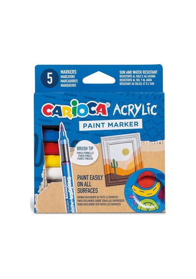 Carioca Paint Marker Su Bazli Fırça Uçlu 5'li Sku: Zeus8690010381316