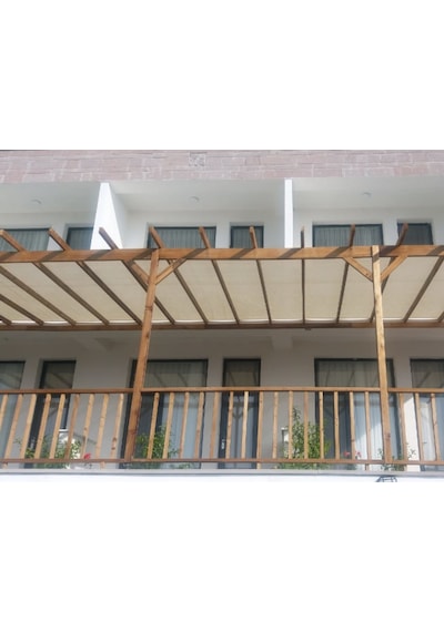 Morilu Gölgelik File - 95'Lik Krem - Şeritli Halkalı - Teras Gölgelik - Balkon Gölgeliği - Bahçe Gölgelik