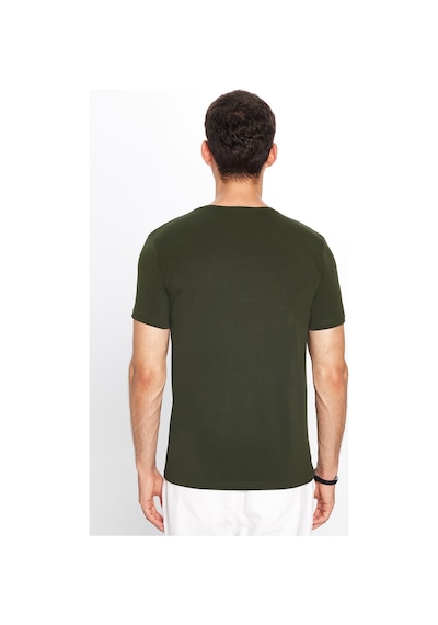 Tudors Erkek Slim Fit Dar Kesim Pamuklu Yumuşak Dokulu Esnek Kumaş Düz Basic Haki Bisiklet Yaka Tişört-31553-haki Haki