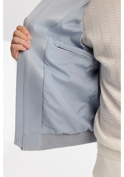 Avva Erkek Mavi Bomber Yaka Süet Dokulu Mevsimlik Comfort Fit Mont B006045