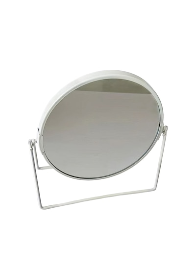 Masa Üstü 15 Cm 2x Büyüteçli Çift Taraflı 360 Dönen Metal Masa Aynası Mt167by Beyaz