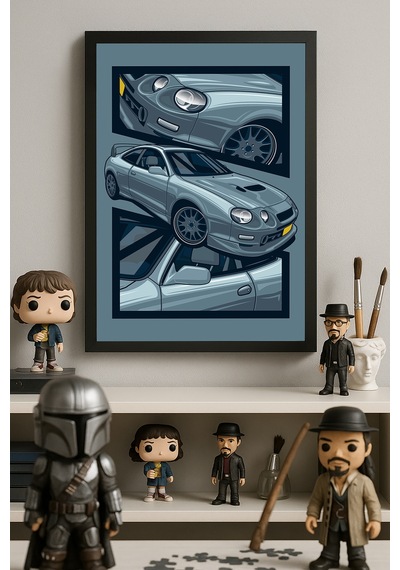 Toyota Celica Siyah Ahşap Çerçeveli Poster, Dekoratif Araba Duvar Tablosu