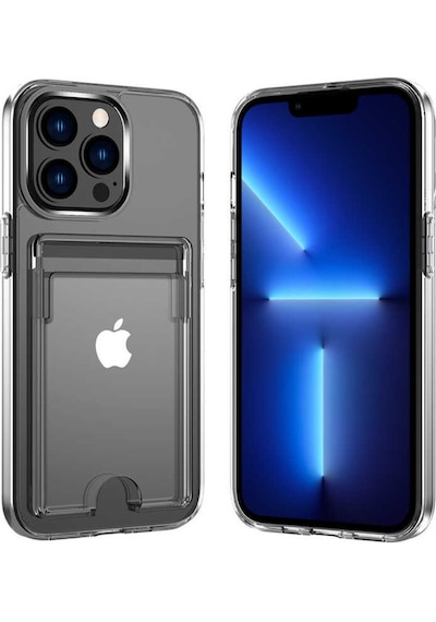 Apple Uyumlu iPhone 13 Pro Kılıf Zore Ensa Kartlık Bölmeli Şeffaf Kılıf Renksiz