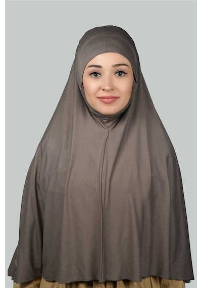 Altobeh Hazır Türban Peçeli Pratik Eşarp Tesettür Nikaplı Hijab - Namaz Örtüsü Sufle 3xl - Koyu Vizon Koyu Vizon