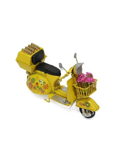 T.concept Dekoratif Dayanıklı Metal Scooter Sepetli Sarı Renk C1323