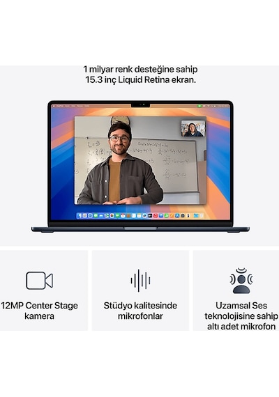 Apple Macbook Air MW1M3TU/A M4 İşlemci 10 Çekirdek CPU 10 Çekirdek GPU  16 GB 512 GB SSD 15.3" Macos Dizüstü Bilgisayarı