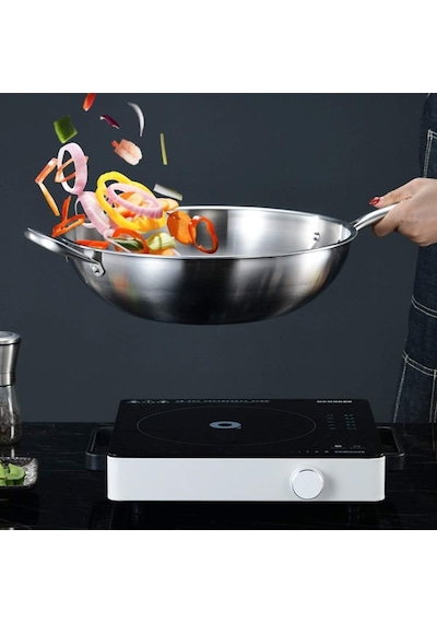 Gaz İndüksiyonlu Ocak İçin 34cm Paslanmaz Çelik Wok Kaplanmamış Diğer