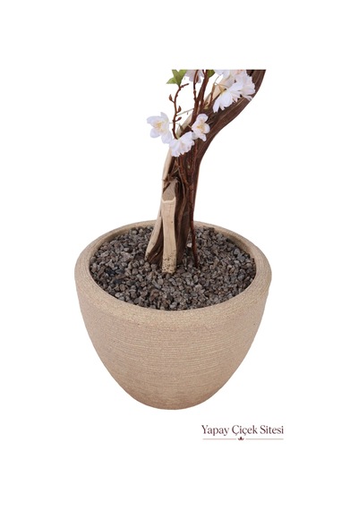 Yapay Çiçek Sitesi Bohem Saksıda Lüks Yapay Sakura Ağacı 125 Cm Beyaz