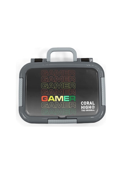 Coral High Kids Siyah Gamer Desenli Paslanmaz Çelik Beslenme Kabı 39174 Siyah