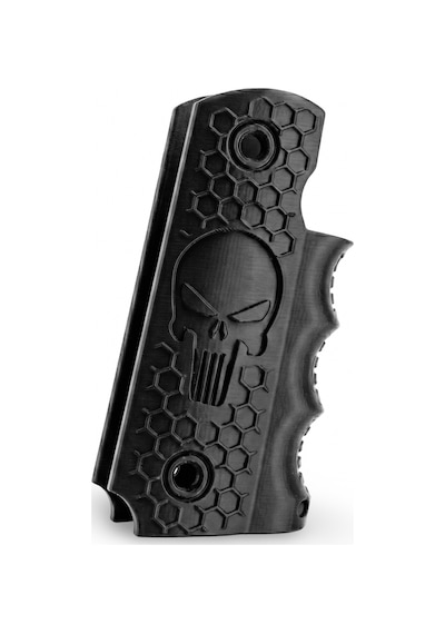 Rigor Universe Colt 1911 Uyumlu Tabanca Kabzası Grip Petg 3d Baskı Punisher Kurukafa Petek Desen Siyah