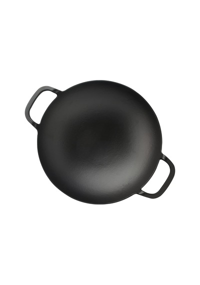 Lava Döküm Wok Tava, Metal Kulplu, 38cm, Siyah Genel