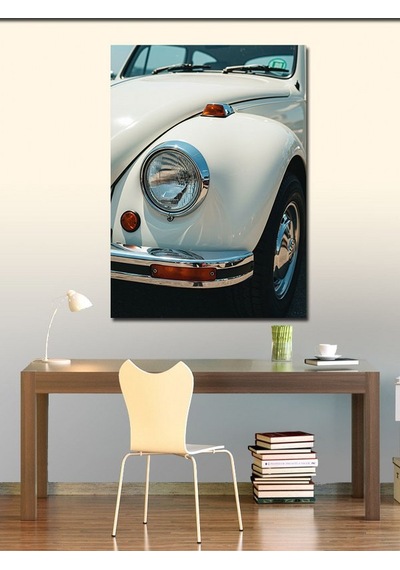 Kanvas Tablo Beyaz Vosvos Ve Retro Stil 50cmx70cm