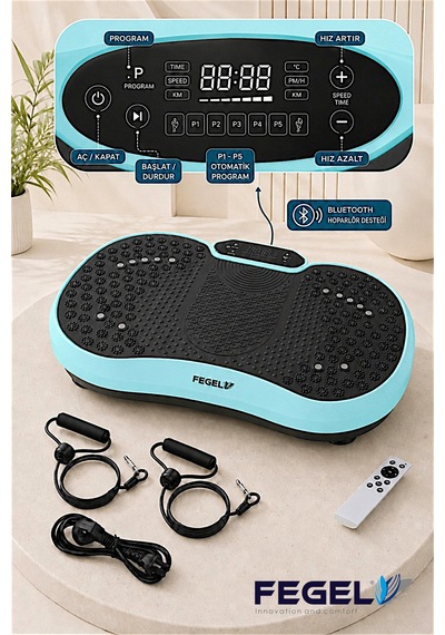 Fegel FG-6500 99 Kademeli Hoparlörlü Direnç Bantlı Uzaktan Kumandalı Titreşimli Fitness Platformu