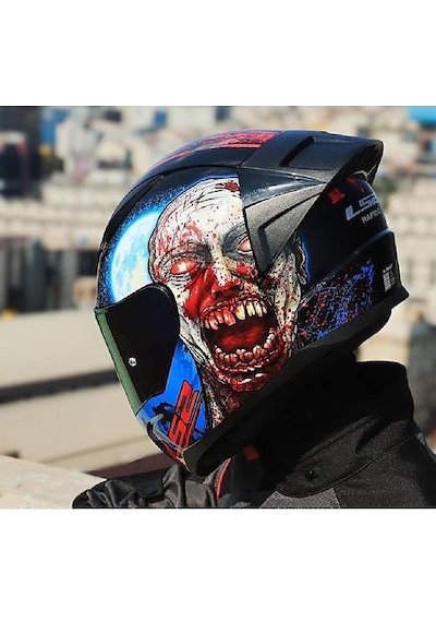 Ls2 Rapıd 2 Race Zombıe Fullface Motosiklet Kaskı Gökkuşağı Camlı Siyah