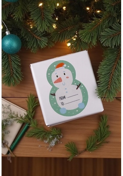Yılbaşı Kardan Adam Şekilli Sticker Seti, Yeni Yıl Süs Ve Hediye& Çok Renkli