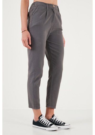Lela Pamuklu Slim Fit Normal Bel Düz Paça Bayan Pantolon 668Y5121 Antrasit