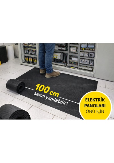 Siyah Renk 2 Mm 10 Kv İzole Halı Yalıtkan Paspas Elektrik Panosu Önü Paspası