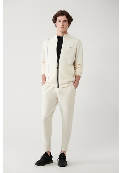 Avva Erkek Ekru Soft Touch Fermuar Paçalı Regular Fit Jogger Eşofman Altı A41y3401 Ekru