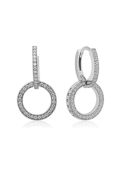 Gümüş İç İçe Geçmiş Halka Bayan Küpe 14 MM-Gümüş