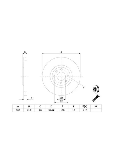 Citroen C4 X 1.2 Puretech 2022-2025 Bosch Ön Disk 302mm 2 Adet