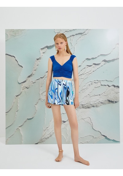 Koton Şahika Ercümen X Koton - Drapeli Crop Atlet Saks 2sak10599ek 2SAK10599EK969 Koton Şahika Ercümen X Koton - Drapeli Crop Atlet Saks 2sak10599ek 2SAK10599EK969