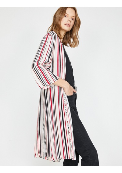 Koton Çizgili Kimono Kırmızı Çizgili 9yak52893uw