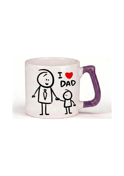 Babaya Özel I Love Dad Yazılı Kupa Bardak - Komik Tasarım Baskılı Seramik Hediye Kupa Bardak Çok Renkli