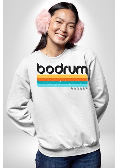 Bodrum Türkiye Unisex Beyaz Sweatshirt Beyaz