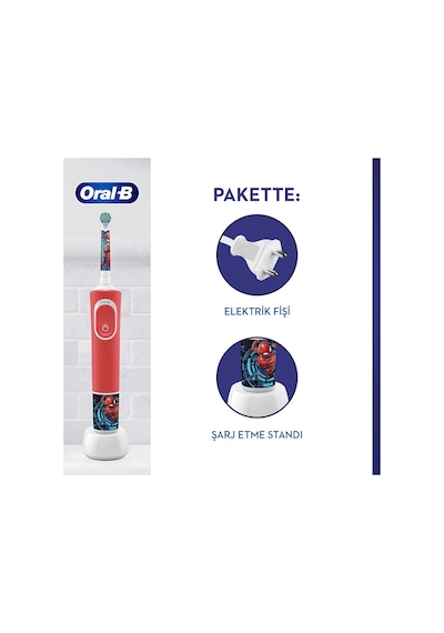 Oral-B D100 Kids Elektrikli Şarj Edilebilir Diş Fırçası Spiderman
