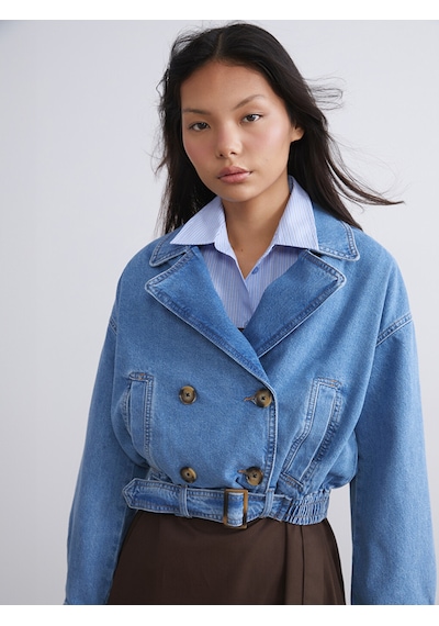 Lcw Modest İndigo Oversize Kadın Jean Ceket Xl-2xl
