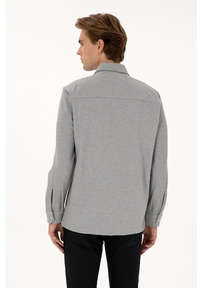 U.S. Polo Assn. Erkek Gri Örme Gömlek 50308470-vr024