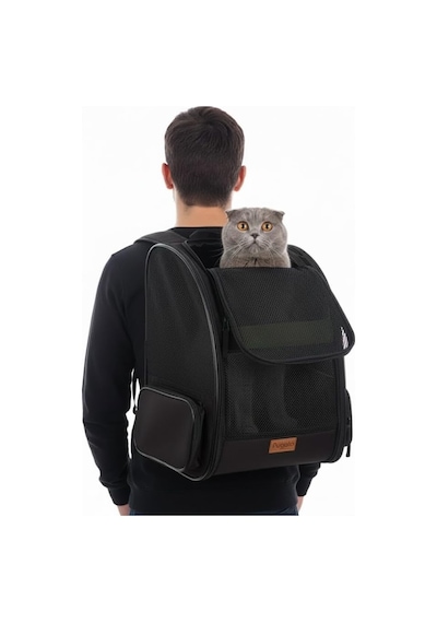 Pugalo Airmove Premium Kedi Köpek Taşıma Çantası, Silinebilir, Yırtılmaz Fileli, Bükülmez Gövde, Sırt Çantas