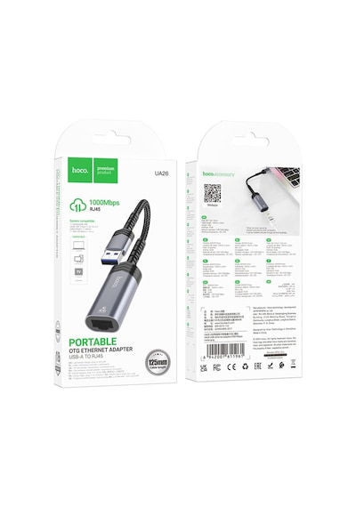 Ua26 Tak Çalıştır Usb To Rj45 1000 Mbps Ethernet Dönüştürücü - Gri