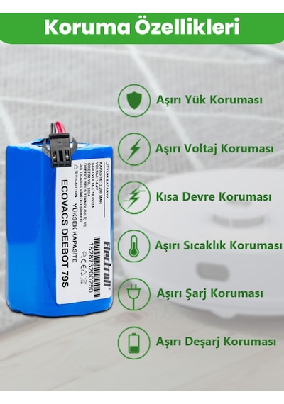 Ecovacs Deebot 79s Uyumlu 3.200mah Pil Robot Süpürge Batarya