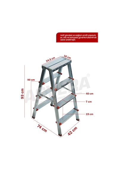 Asvera 4+4 Çift Çıkışlı Profil Merdiven