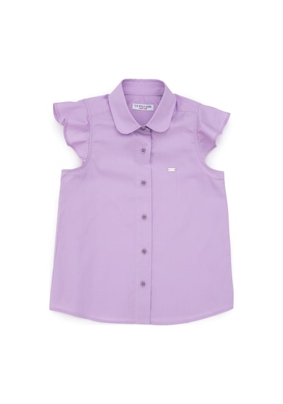 U.S. Polo Assn. Kız Çocuk Lila Fırfır Kol Detaylı Pamuk Gömlek 50306617-VR034