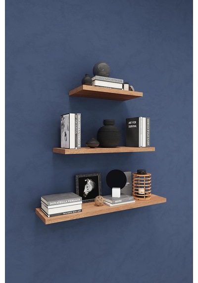 Asra Trend Modern 3'lü Uçan Raf%100 Mdf Çok Amaçlı Duvar Rafı Dekoratif Düzenleyici Kitaplık Seti Drf-02 Petra Diğer