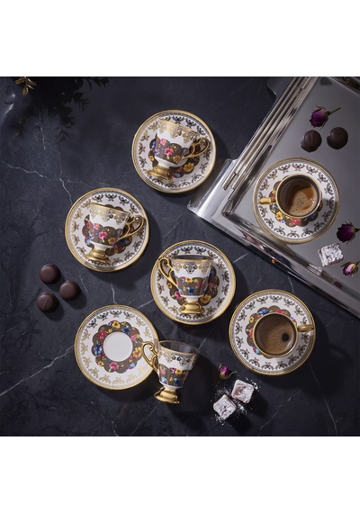 Aryıldız Constella 12 Parça 6 Kişilik Kahve Fincan Takımı Gold 90 Ml Çok Renkli