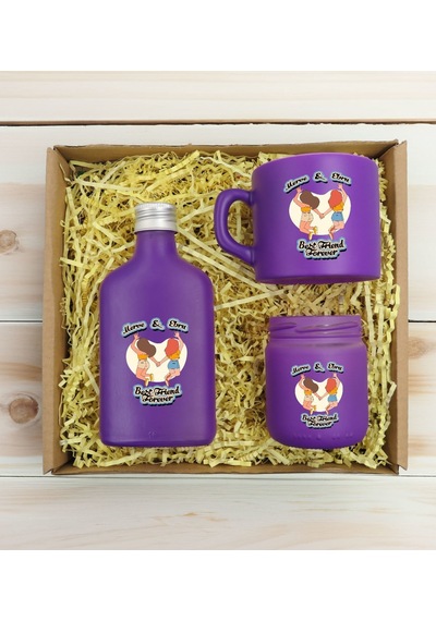 Bk Gift Kişiye Özel İsimli Dtf Best Friend Temalı Mor Kahve Fincanı & Kolonya & Mum Hediye Seti-6, Arkadaşa Hediye, Doğum Günü Hediyesi Kobitmeyencom3