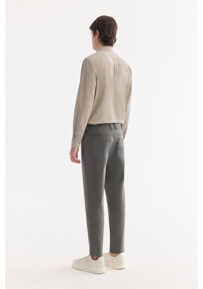 Avva Erkek Gri Kuru Yıkama Pamuklu Elastan Roma Crop Slim Fit Jean Pantolon A61y3526