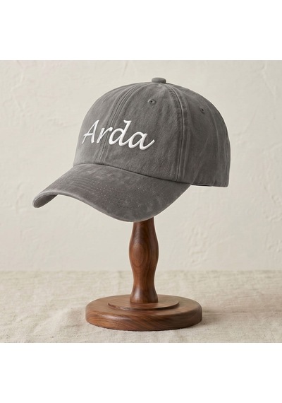 Bk Gift Kişiye Özel İsim Nakışlı Vintage Krem Beyzbol Şapkası Unisex Eskitme Kumaş Metal Tokalı