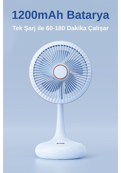 Taşınabilir Usb Şarjlı 3 Kademeli Masaüstü Dönebilen Fan Vantilatör Soğutucu Ys2531 Mavi