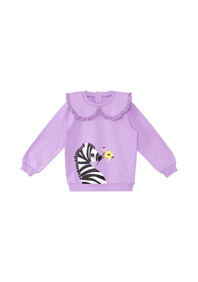 Denokids Zebra Kız Bebek Sweatshirt - Lila