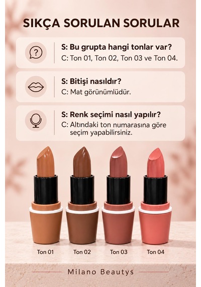 Milano Beautys 4 Lü Ruj Seti Çok Renkli