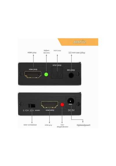 Hdmı 2.0 Ses Ayırıcı 4k/60hz Yuv 4:4:4 Hdr Desteği Hdcp2.2