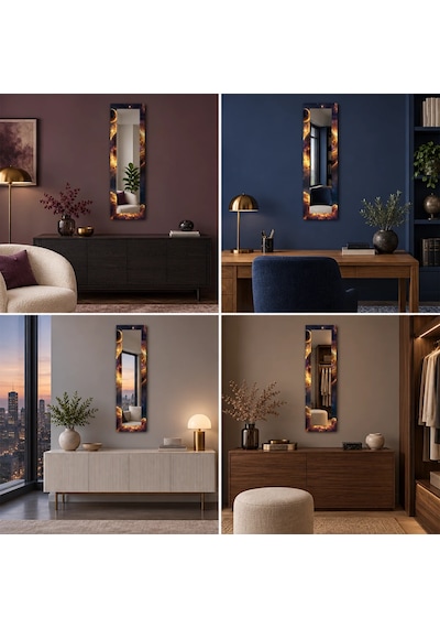 Prizma Dikey Panoramik Aynalı Dekoratif Cam Tablo - 36 X 110 Cm