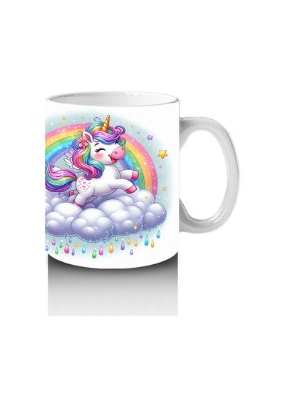 Çocuklara Sütü Sevdiren Bulut Rüyası Unicorn Kupa Bardak Renkli