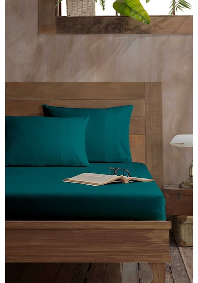 Elart Ranforce Fitted Tek Kişilik Çarşaf Pamuk 100x200cm Zümrüt Yeşili