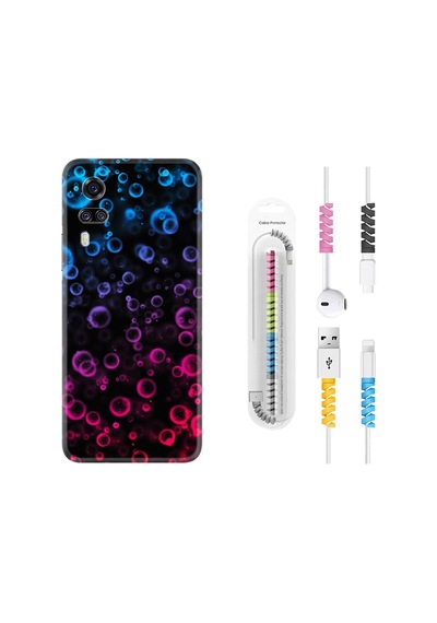 Vivo Y51 Kılıf Kablo Koruyuculu Color Bubles 1697
