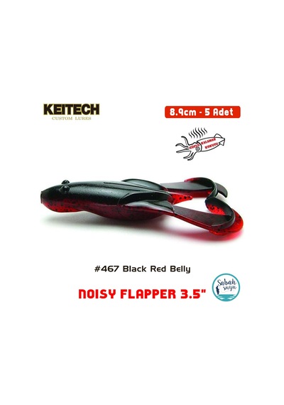 Keitech Noisy Flapper 8.9cm 3.5" 467 Black Red Belly Silikon Kurbağa